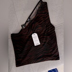 Express one shoulder cropped top